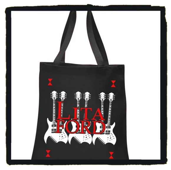 🎸 Lita Ford 🎸 Double Neck Guitar Logo Canvas Tote Bag ~ Never Used - Picture 1 of 3